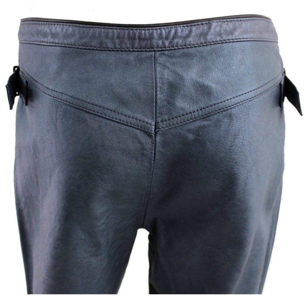 Vintage CALLAGHAN Steel Blue Leather Straight Leg Pants - Picture 6 of 12